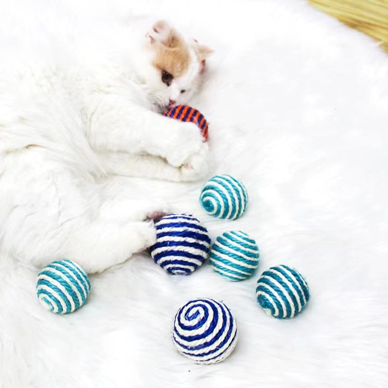 ลูกบอล ของเล่นแมว ลูกบอลเชือกป่าน คลายเครียดแมว ของเล่นแมวราคาถูก cat toys ของเล่นลูกแมว ของเล่นสัตว์เลี้ยง