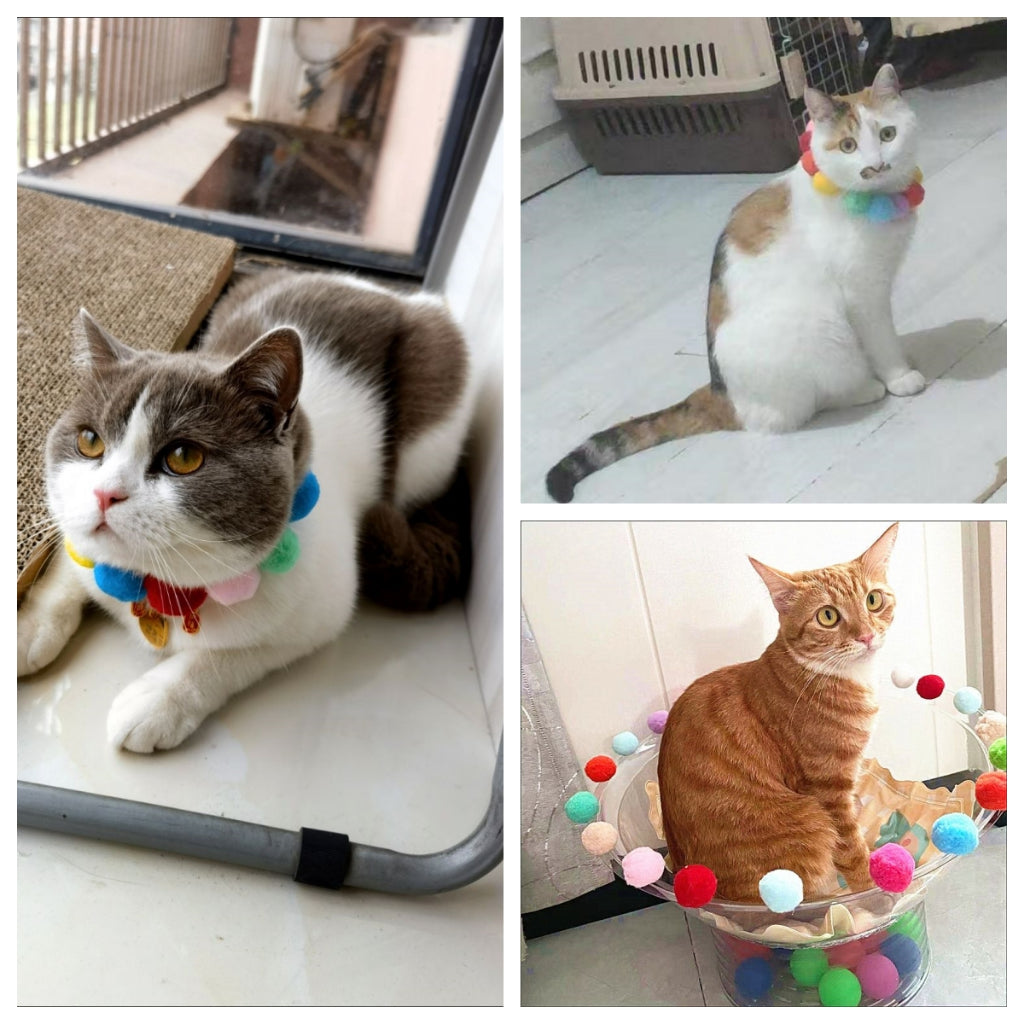 ปอมกำมะหยี่ แพ็ค10ชิ้น ของเล่นแมว คลายเครียดแมว cat toys ปอมปอมตกแต่ง ลูกบอลผมสีสันสดใสเด้งสูง DIY 3cm คละสี รวมสี