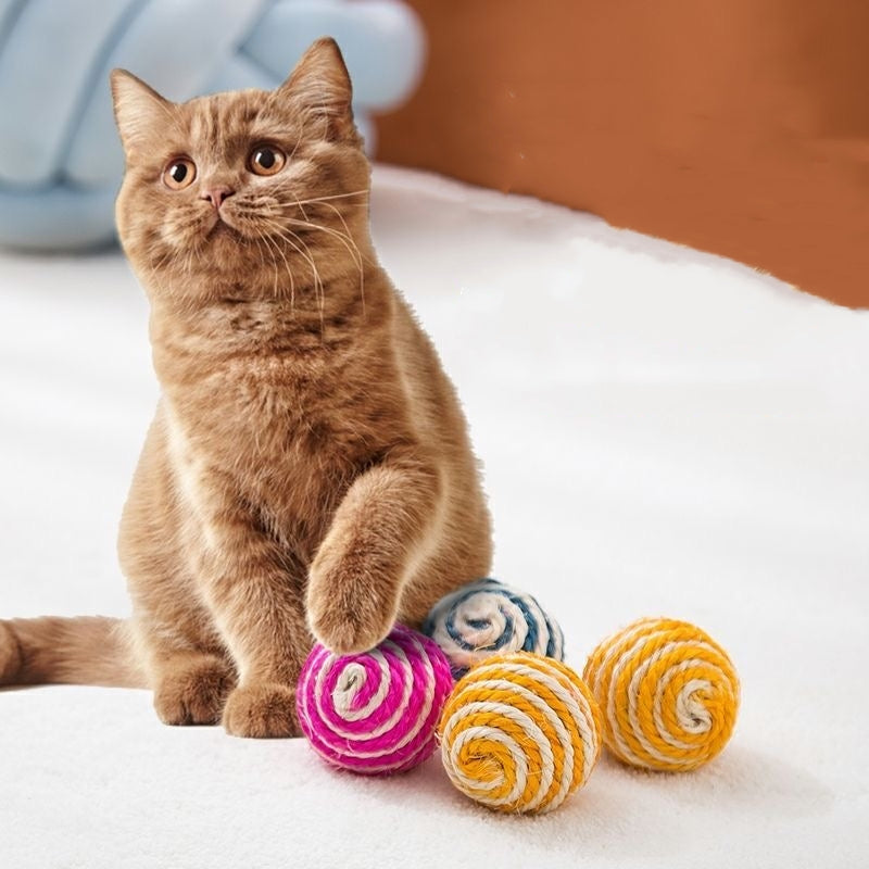 ลูกบอล ของเล่นแมว ลูกบอลเชือกป่าน คลายเครียดแมว ของเล่นแมวราคาถูก cat toys ของเล่นลูกแมว ของเล่นสัตว์เลี้ยง