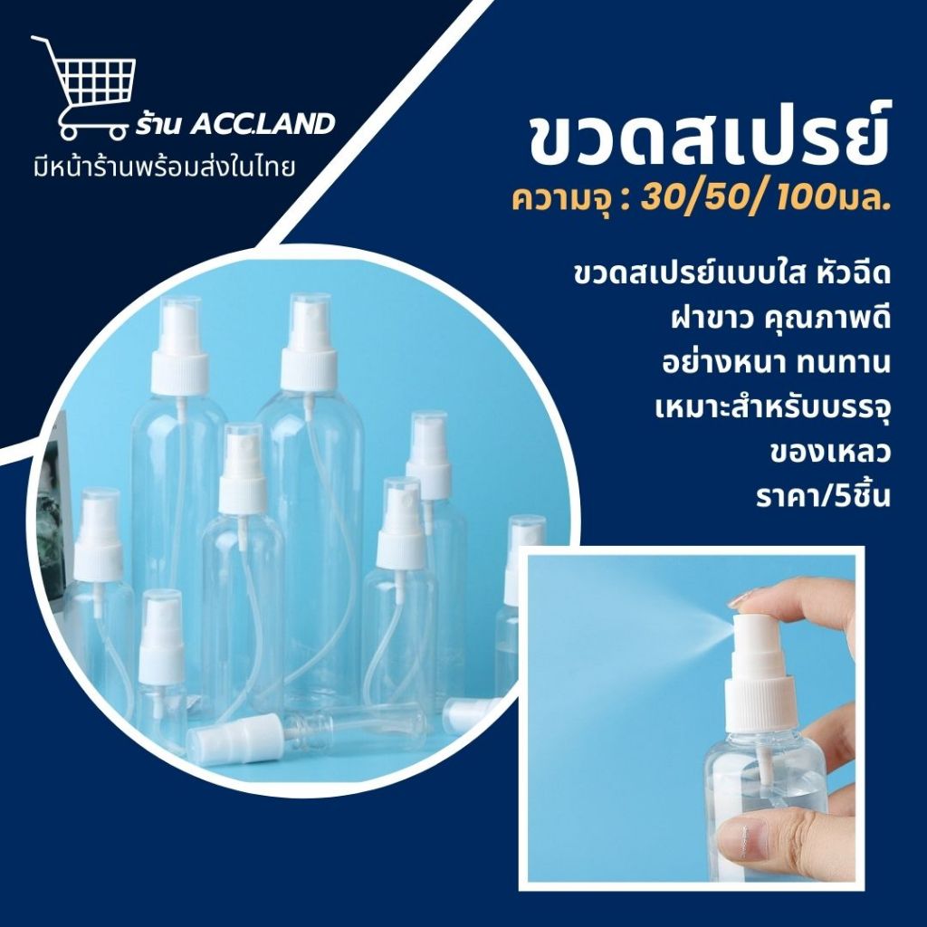 [พร้อมส่ง] ขวดสเปรย์ ขวดสเปรย์แอลกอฮอล์ เดินทางแบบพกพา ขวดฉีด ขวดเปล่า ขวดใส่น้ำหอม ขนาด 30ml / 50ml / 100ml ราคา/5ชิ้น